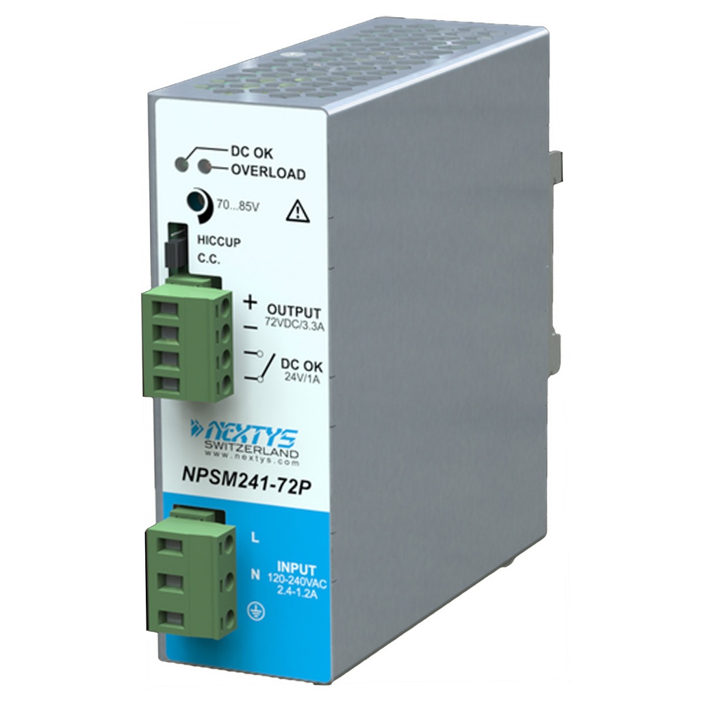 72Vdc DIN Rail Power Supply, 3.3A, Parallel, ASINPSM241-72P | SourceASI